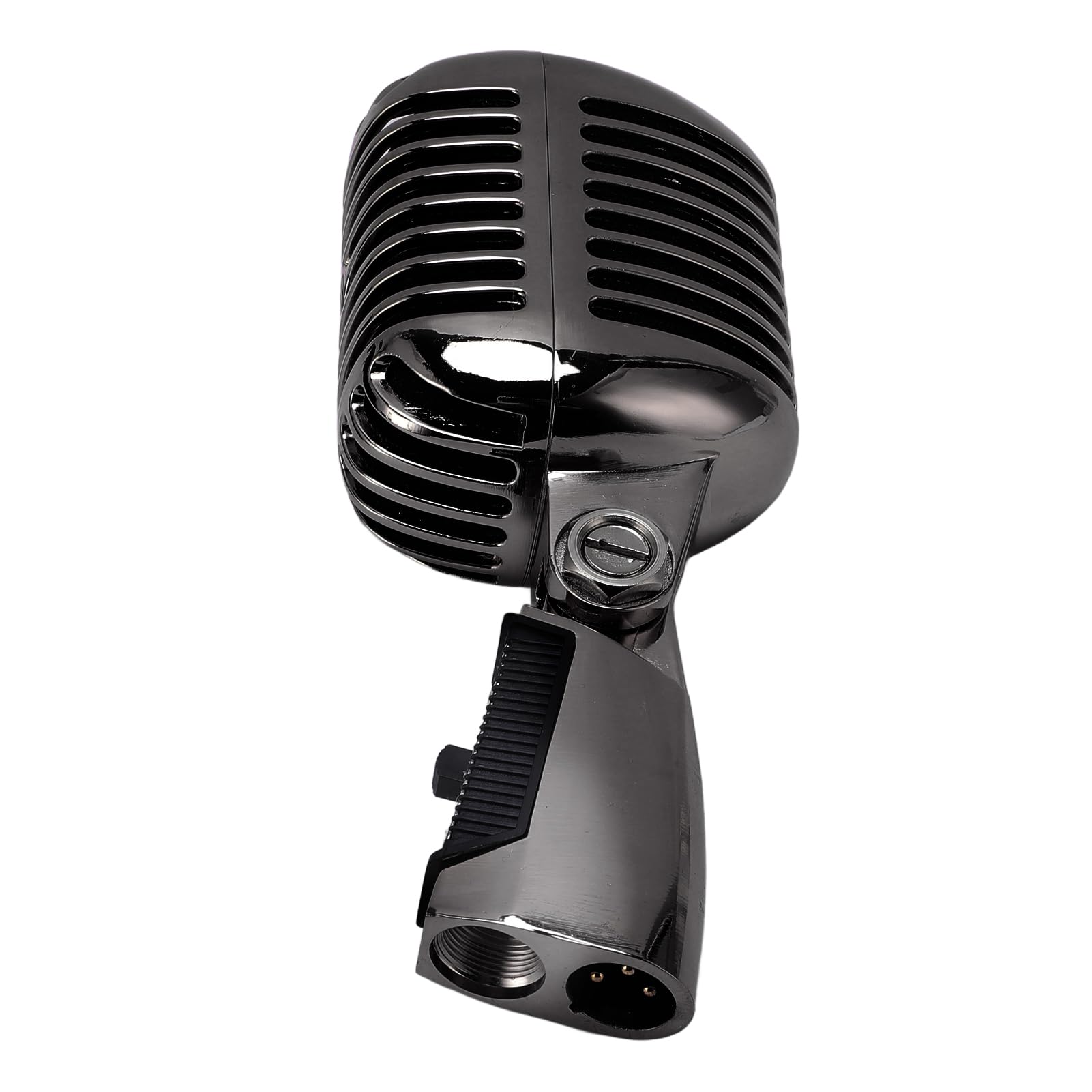 Jiawu Micrófono Dinámico, Micrófono de Escenario de Aleación de Zinc a Prueba de Golpes con Patrón Cardioide, de Mano Vocal con Cable XLR para Grabación de Estudio en (Plata Negro)