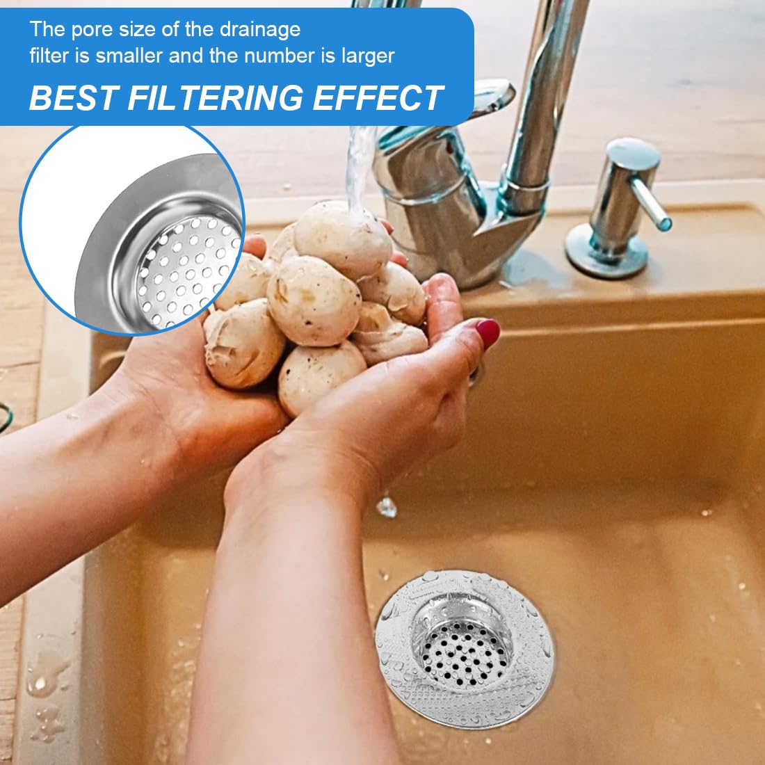 4 Filtri Per Lavello In Acciaio Inox - Diametro 7 Cm, Anti-intasamento, Per Cucina E Bagno - Foto 8