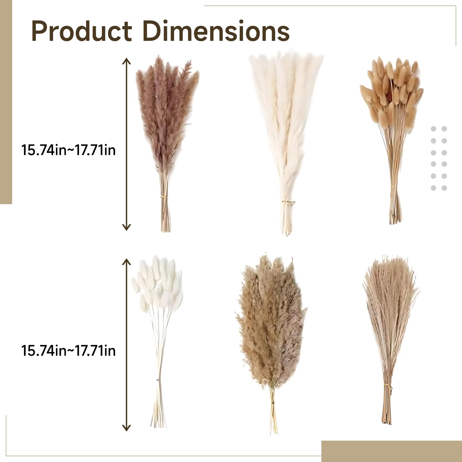 Bouquet de 120 Fleurs séchées en Herbe de Pampa de 40 à 45 cm, roseaux naturels, queues de Lapin moelleuses, déco bohème, Composition automnale, création Florale DIY, avec boîte, pour la Maison et Le