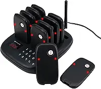 Retekess Sistema De Pager Para Restaurante Td175S, Alcance 100 Metros, 10 Pagers E Bips, 7 Modos Chamada Com Vibração, Campainha Piscante, 4 Teclados Praça Alimentação, Caminhão, Creche Igreja