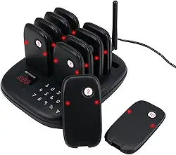 Retekess Sistema De Pager Para Restaurante Td175S, Alcance 100 Metros, 10 Pagers E Bips, 7 Modos Chamada Com Vibração, Campainha Piscante, 4 Teclados Praça Alimentação, Caminhão, Creche Igreja