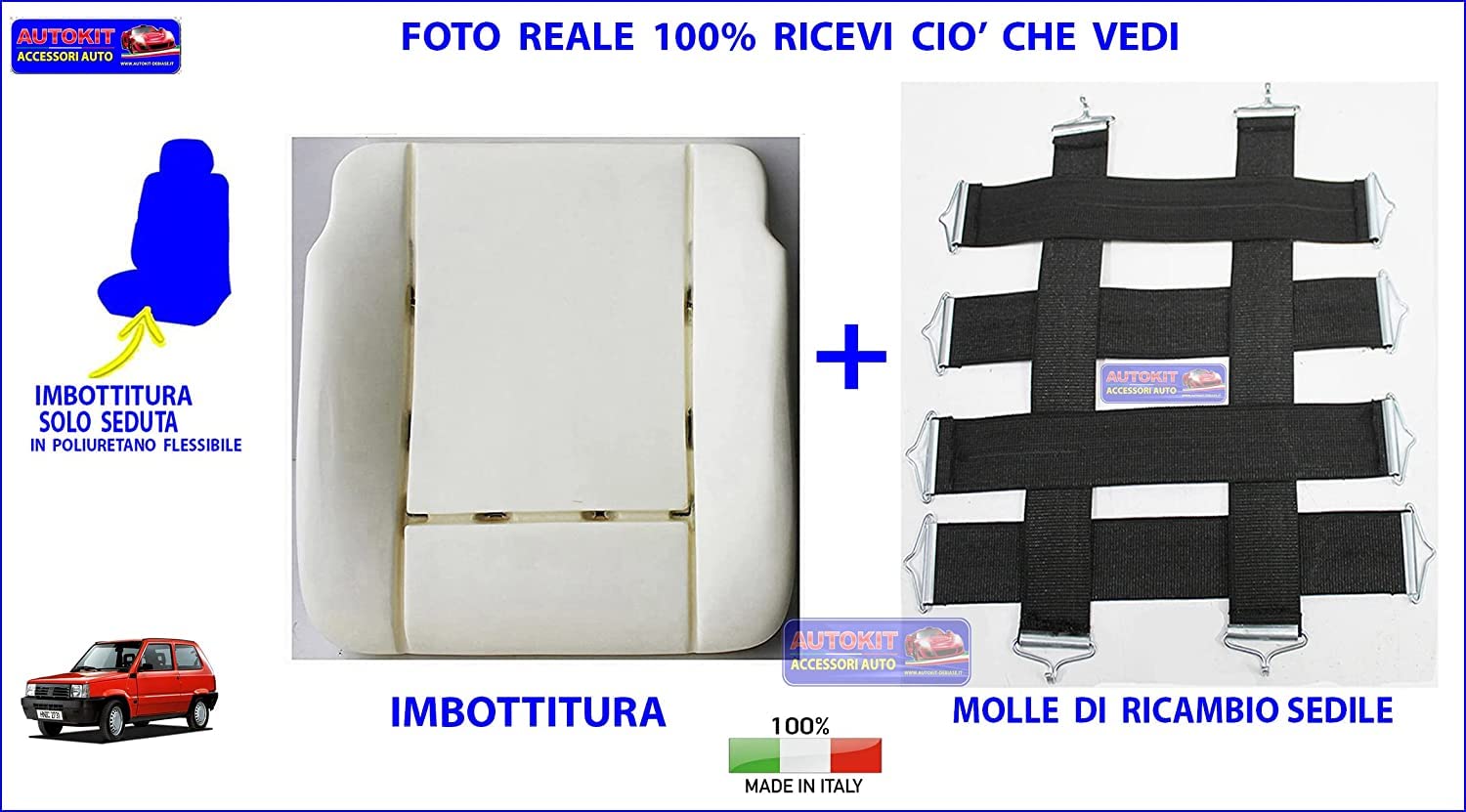 Sedile Panda 750 4x4 1986-2003 Imbottitura Spugna Poliuretano Flessibile Molle Rinforzate 20109SE