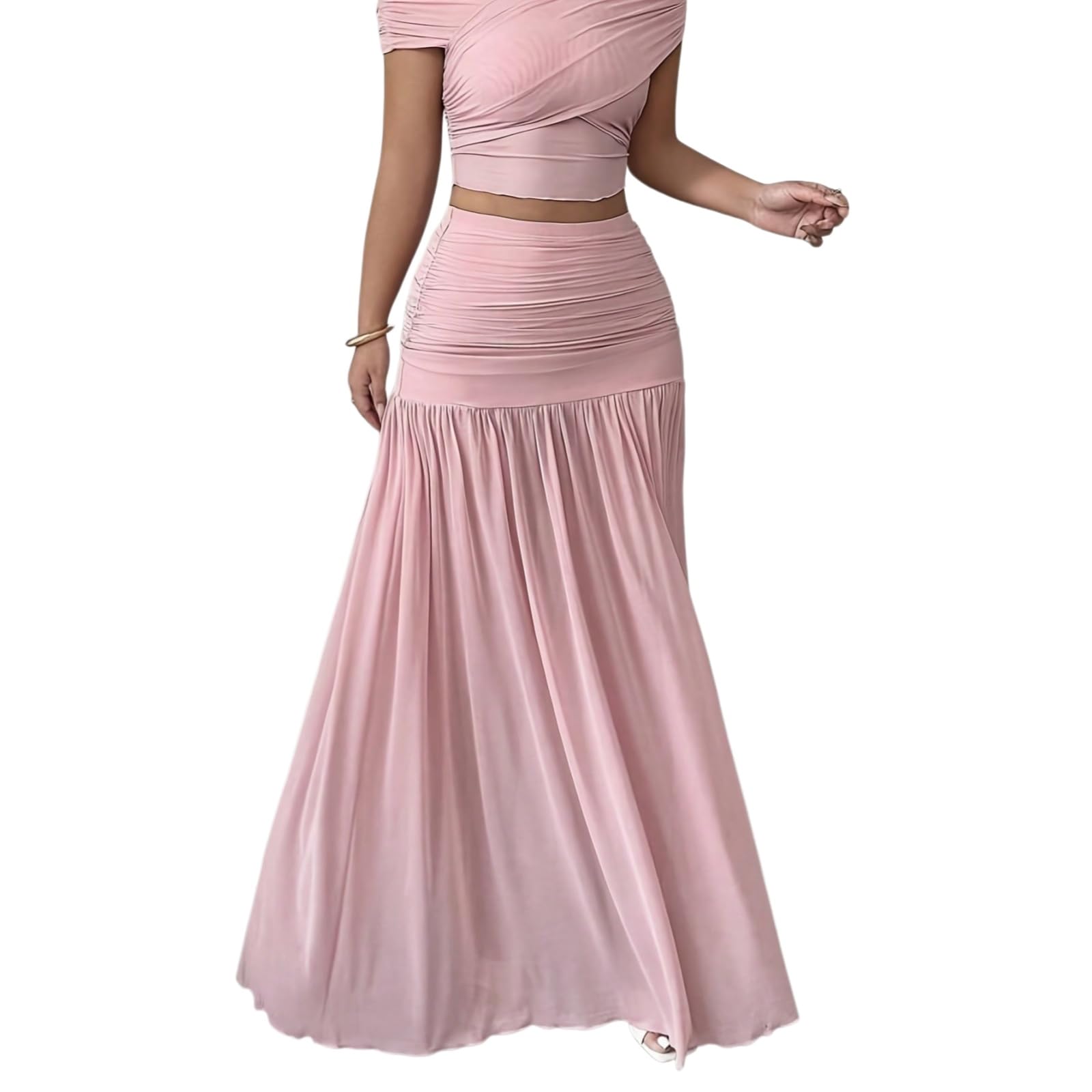 Mini-Jupe Femmes Plissées Jupe Midi Taille Haute Slim Fit Hanche Couvrant Élégante Été Longue Décontractée Chique Wear-Khaki-l