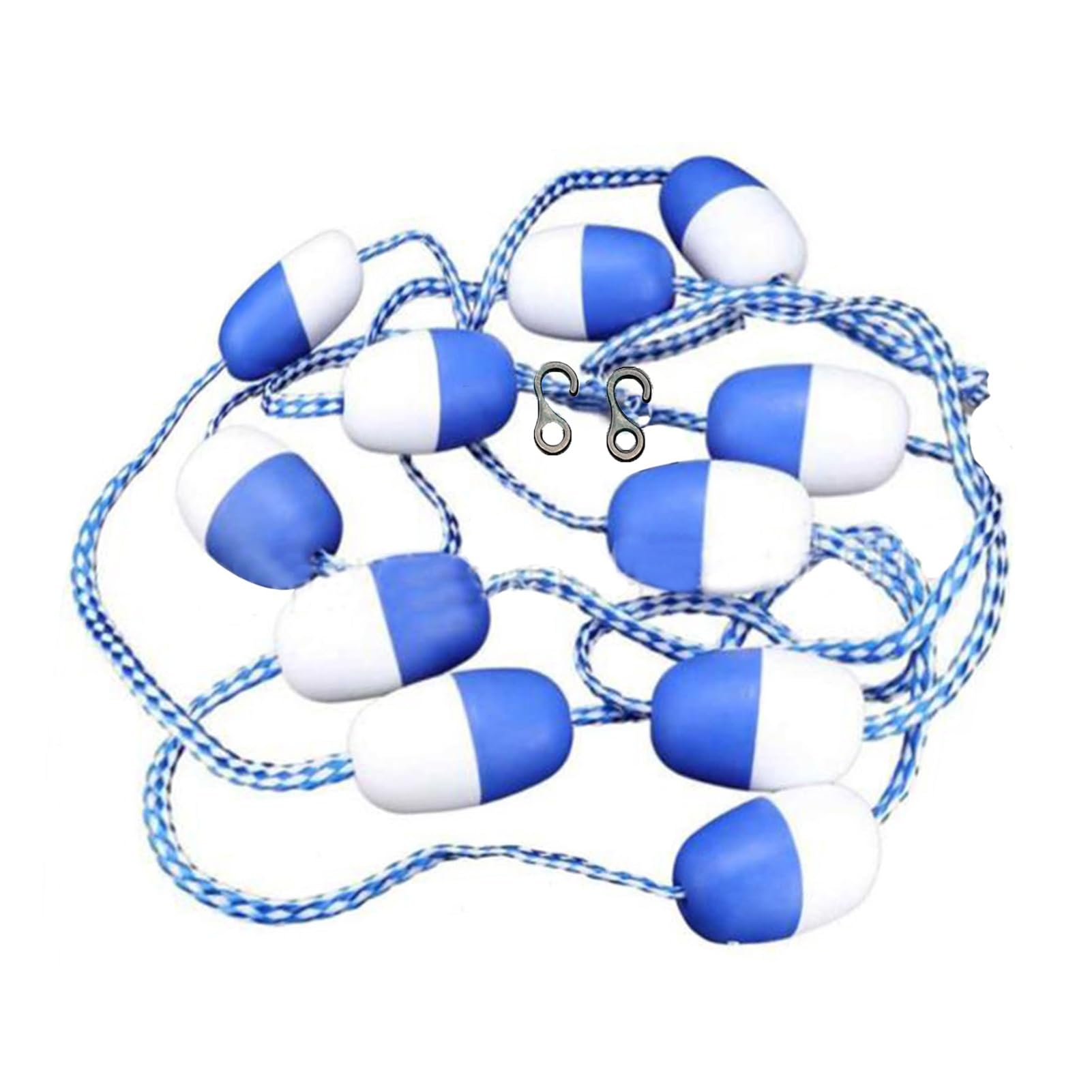 Ber flotante de seguridad para piscina, accesorios de boya azul y blanco, visibilidad óptima con 2 ganchos premontados (1 m) y fácil de instalar
