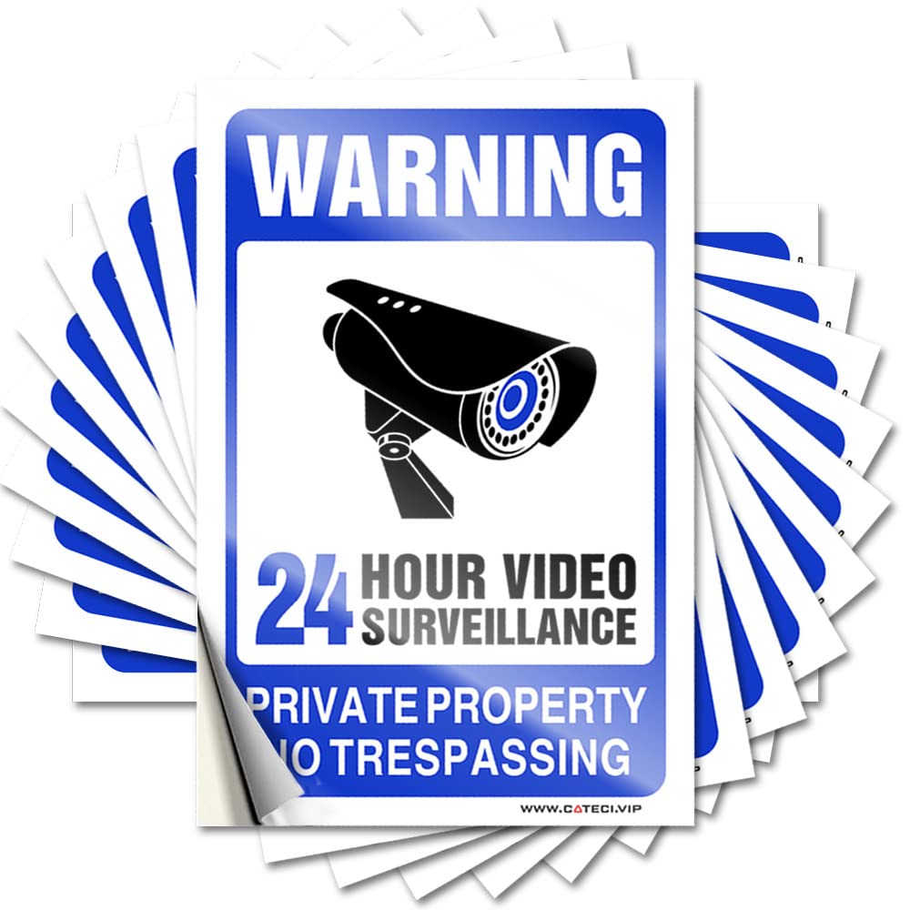 Decals Bottle Vintage 24 Hour Video Surveillance Sign for Car - Stuff for Boys Room Easy Peel Removable(6X9CM)