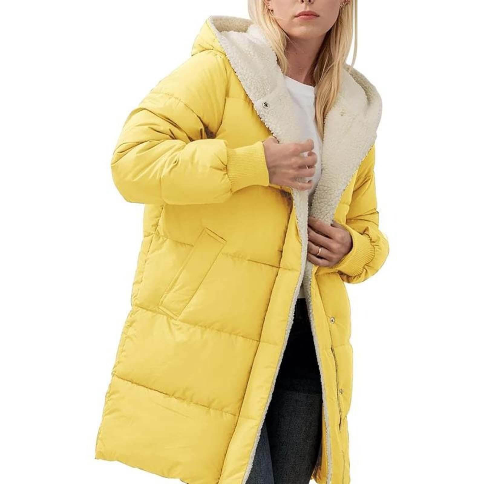 Piumino da donna, lungo, invernale, in pile, da donna, con cappuccio, per attività all'aperto, invernale, con calda imbottitura, con chiusura lampo, morbido, in tinta unita, per le mezze stagioni