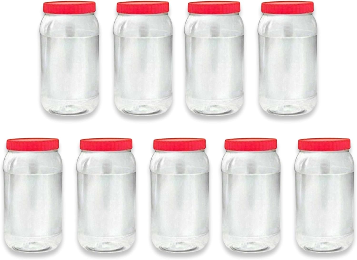 KANSY Plastic Storage Containers Round Clear Spice Jars With Screw Top Lids, Airtight Bpa Free Plastic Mason Jars For Kitchen Pantry, Jam Jars For Crafts And Hardware (9x 2000ml)