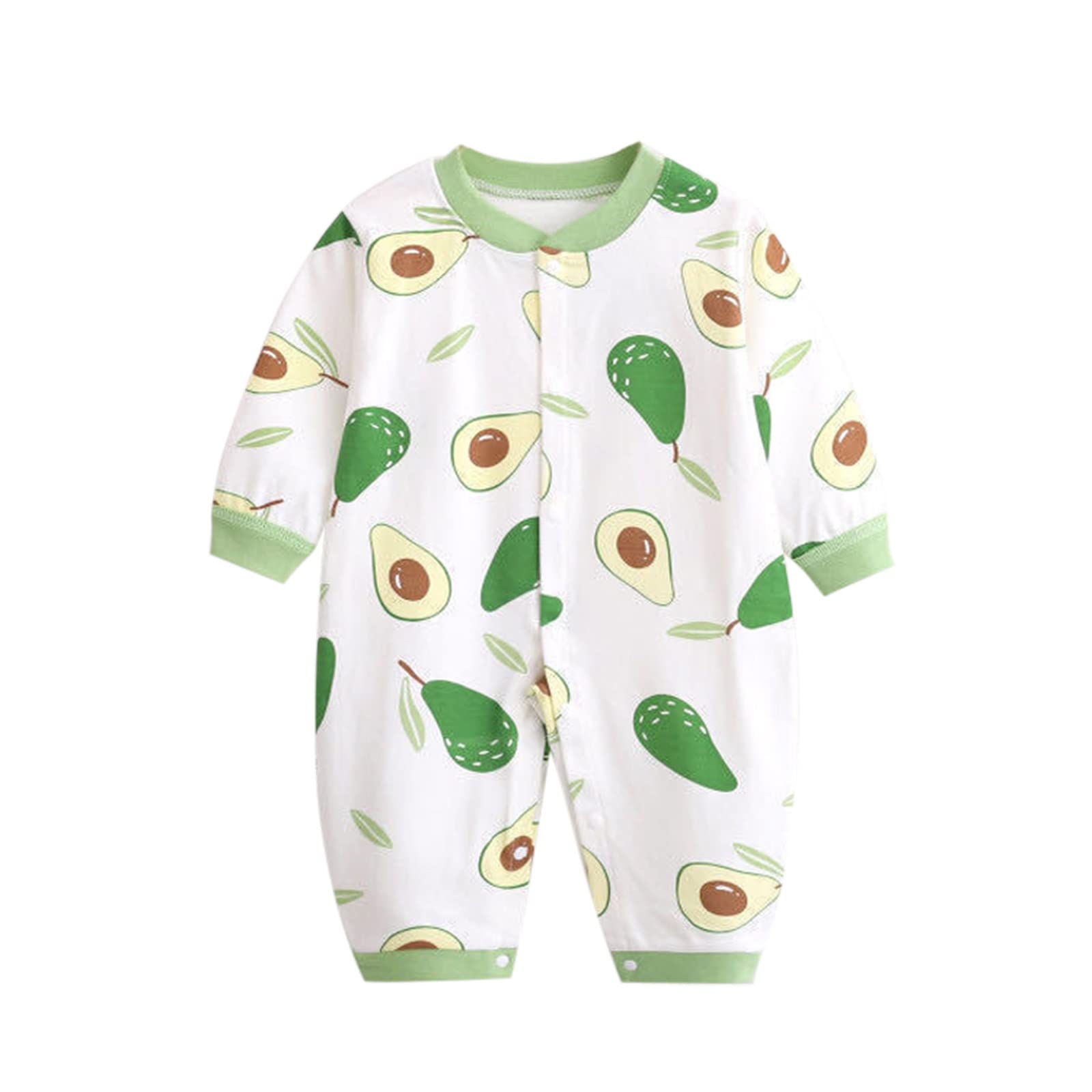Infant Baby Boy Girl Clothing Fruits Print Long Sleeve Jumpsuit Romper Newborn Outfit Cute Clothes Green 0-3 Months