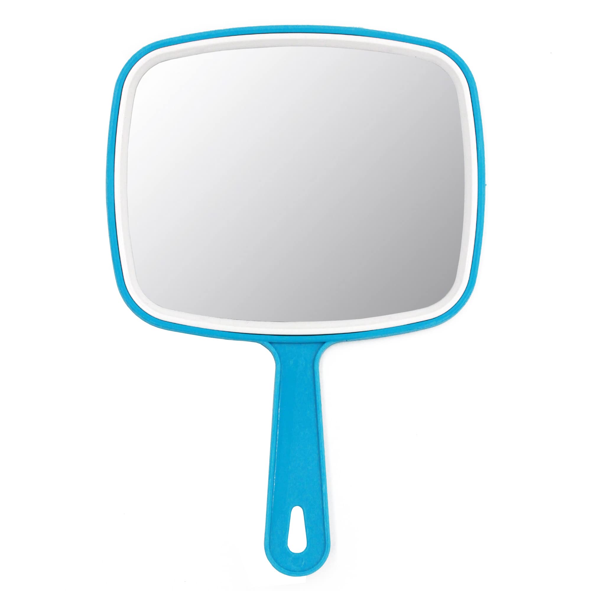 EaoundmHand Held Mirror for Makeup Large Hand Mirror Salon Handheld Mirror Square (6.9 inch, Blue)