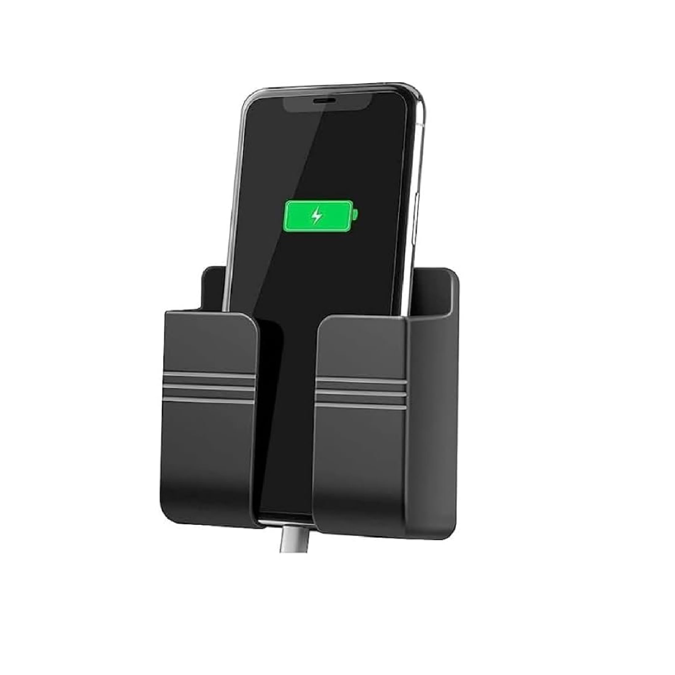 Prolet Wall Mounted Mobile Holder Storage Case for Remote, Wall Mounted Mobile Stand/Multi Purpose Stand with Hole for Phone Charging (Black-P1, Pack of 1)