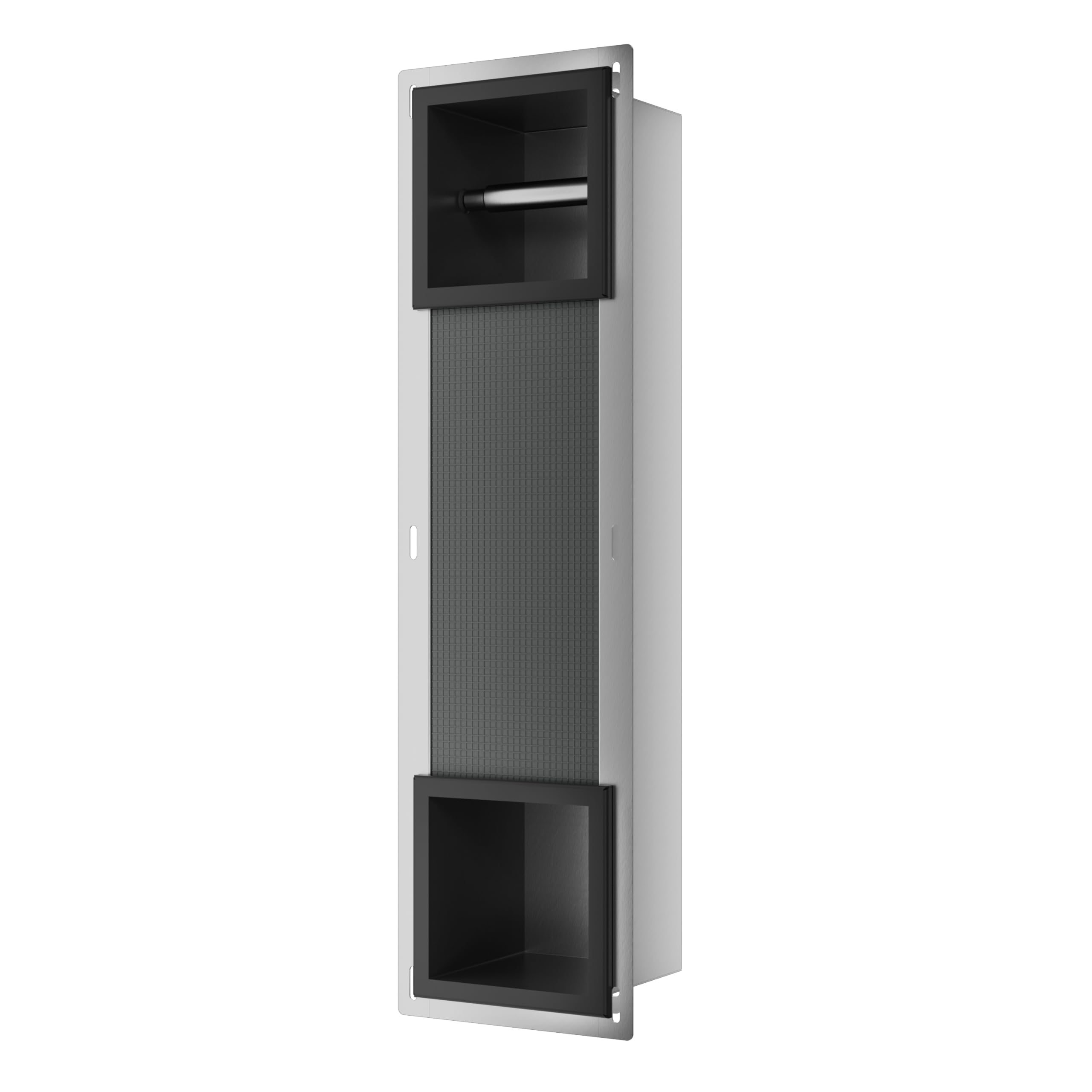 Portarrollos de Papel Higiénico con Revista para 6 Rollos, Portarrollos de Papel Higiénico para Baño, Negro, Acero Inoxidable, 74x20,8x14,75cm, Caja de Papel Empotrada en la Pared 2 Negro
