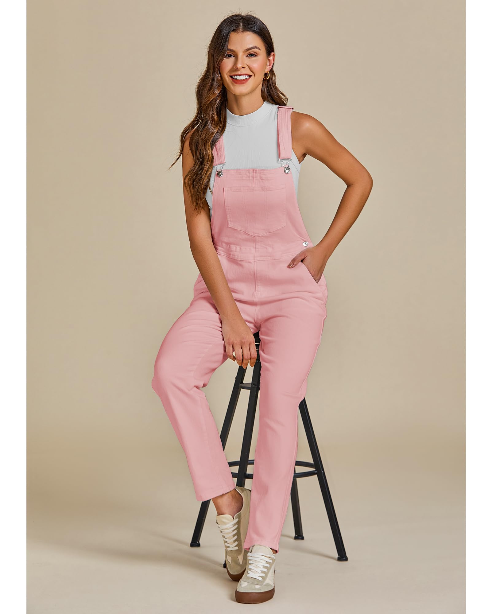 Vetinee Combinaison Ample Salopette Jean Femme