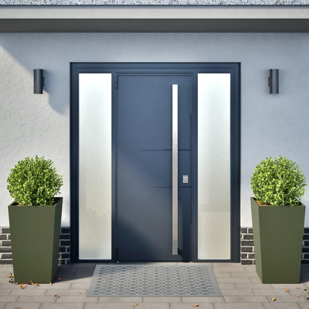 Donice ogrodowe 2 sztuki oliwkowa zieleń 45x45x75 cm stal ocynkowana na zewnątrz duże pojemniki na rośliny kwiaty warzywa z dnem montaż balkon patio taras