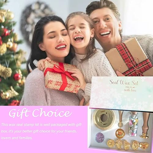 Miniatura 8 de COKEENA Kit de calentador de cera para derretir - 6 sellos de sellado de cera con 1 mango de madera olla de fusión de cera vintage con cuchara de