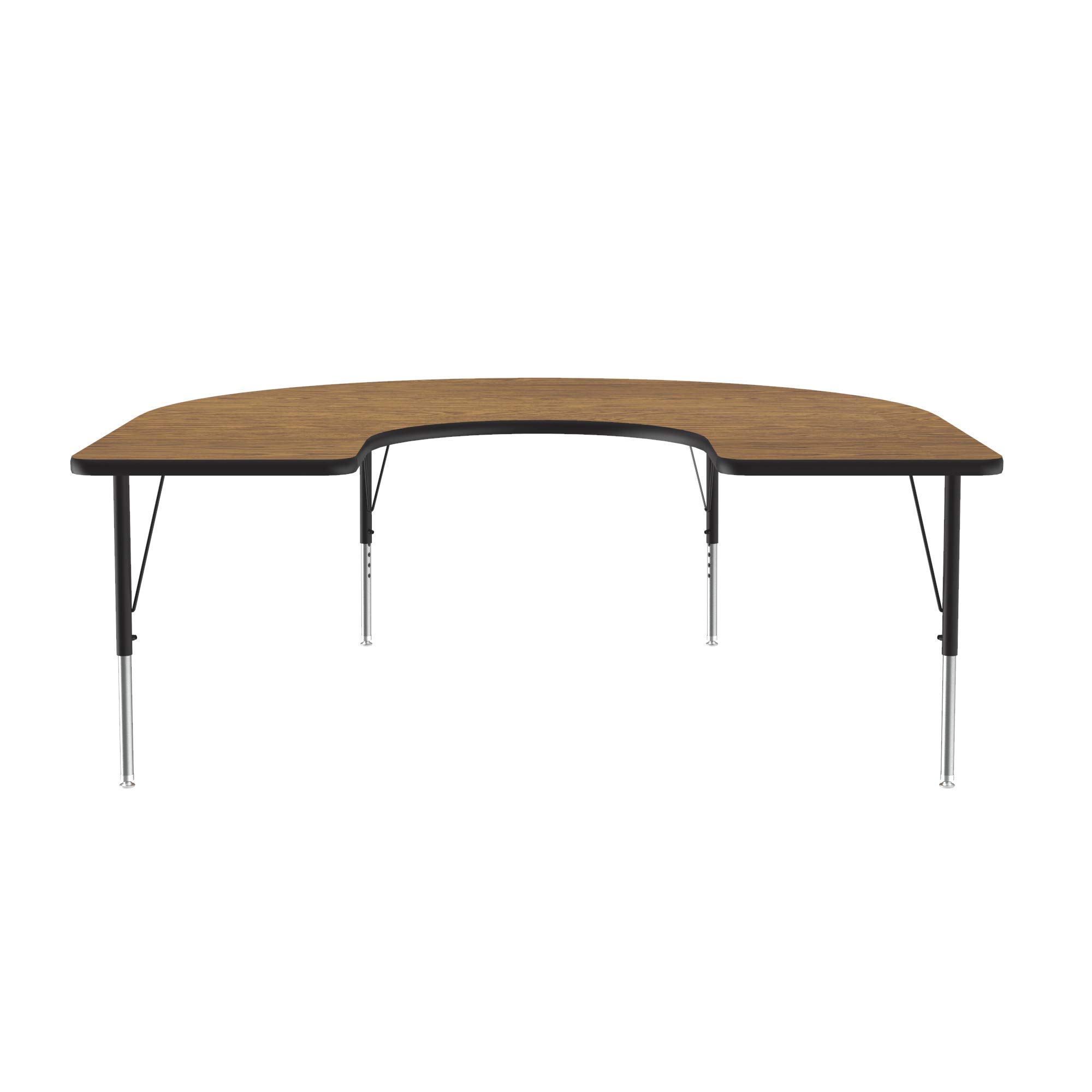 Correll Econoline Classroom Activity Table, 60inx66in Horseshoe Shaped Medium Oak Melamine Top, Adjustable Height Legs, School Furniture (AM6066-HOR-06) (top only)
