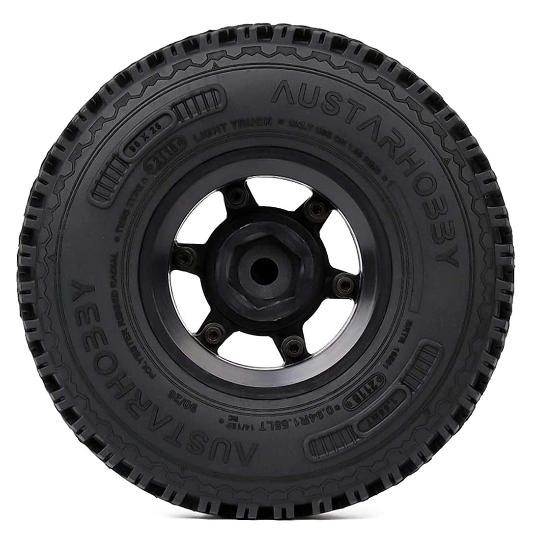KEEDA 1.55 inch RC Tyres and Plastic Beadlock Wheel Rim for 1/10 RC Crawler Car D90 Pajero TF2 Tamiya CC01 CC02 LC70 LC80 Parts (90mm Black) - Image 2