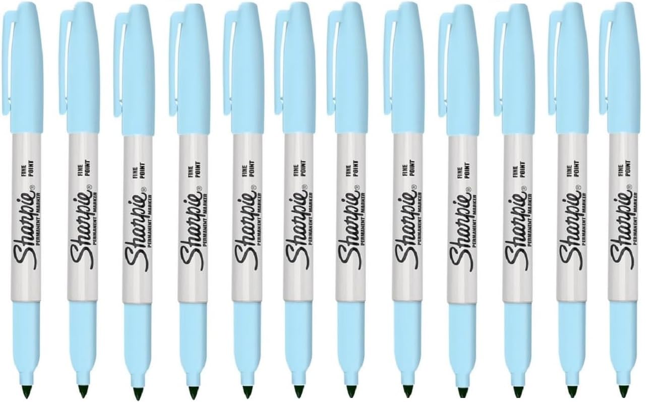 Sharpie Fine Point Permanent Marker Pen Light blue Topaz 12 Pack