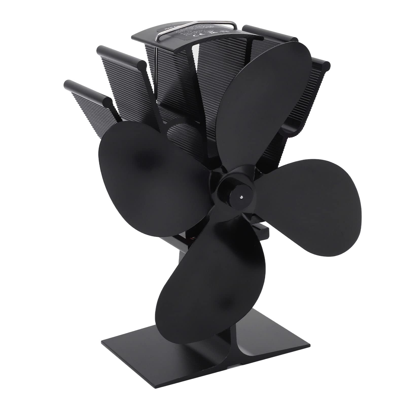 Ventilatore per Stufa Alimentato a Calore Design Ecologico a 4 Pale in Lega di Alluminio per Caminetto a Legna Ideale per Uso Domestico