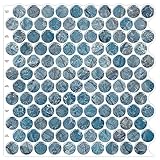 Artemuro 10-Sheets Premium Peel and Stick Backsplash Tile - Penny Round Luxury Blue Marble Self Adhesive Tiles, 12X12 Inches 3D Decorative Wall Sticker Stick on Backsplashes for Kitchen, Bathroom