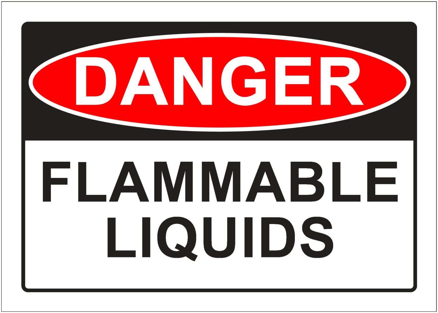 Flammable Liquids Danger Sign, 12x8 Metal Tin Sign, hazard warning for flammable liquid storage and handling zones.