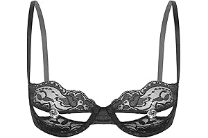 ZALDITA Women's Lace Sheer Underwire Bras Push Up Shelf Bralette Brassiere with Rhinestones