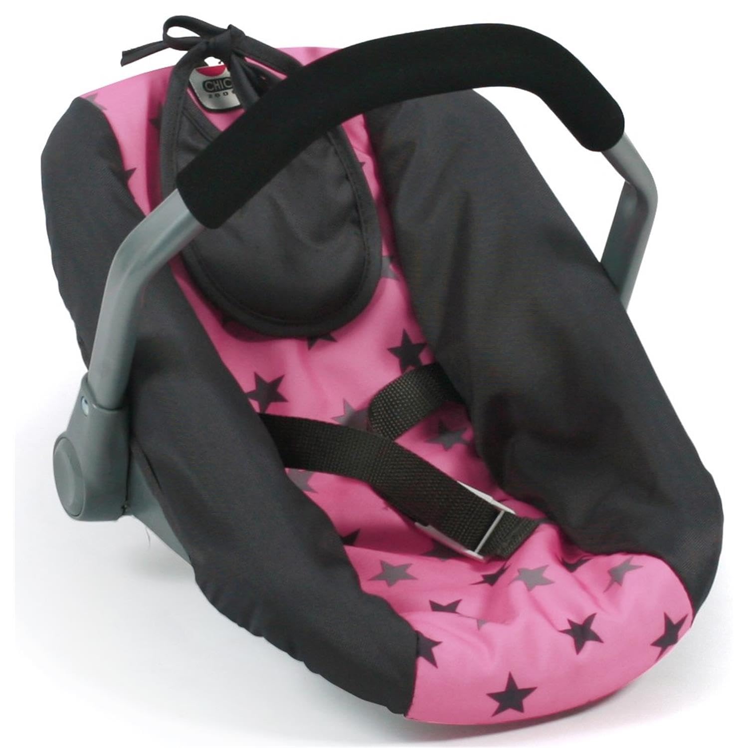 Sillita De Paseo Para Muñeca De 45x31x32 Cm Con Asa Ergonómica Y Cinturón De Seguridad – Portabebés De Tela Con Babero, Accesorio Para Muñecas De Hasta 50 Cm (Rosa Vaquero)