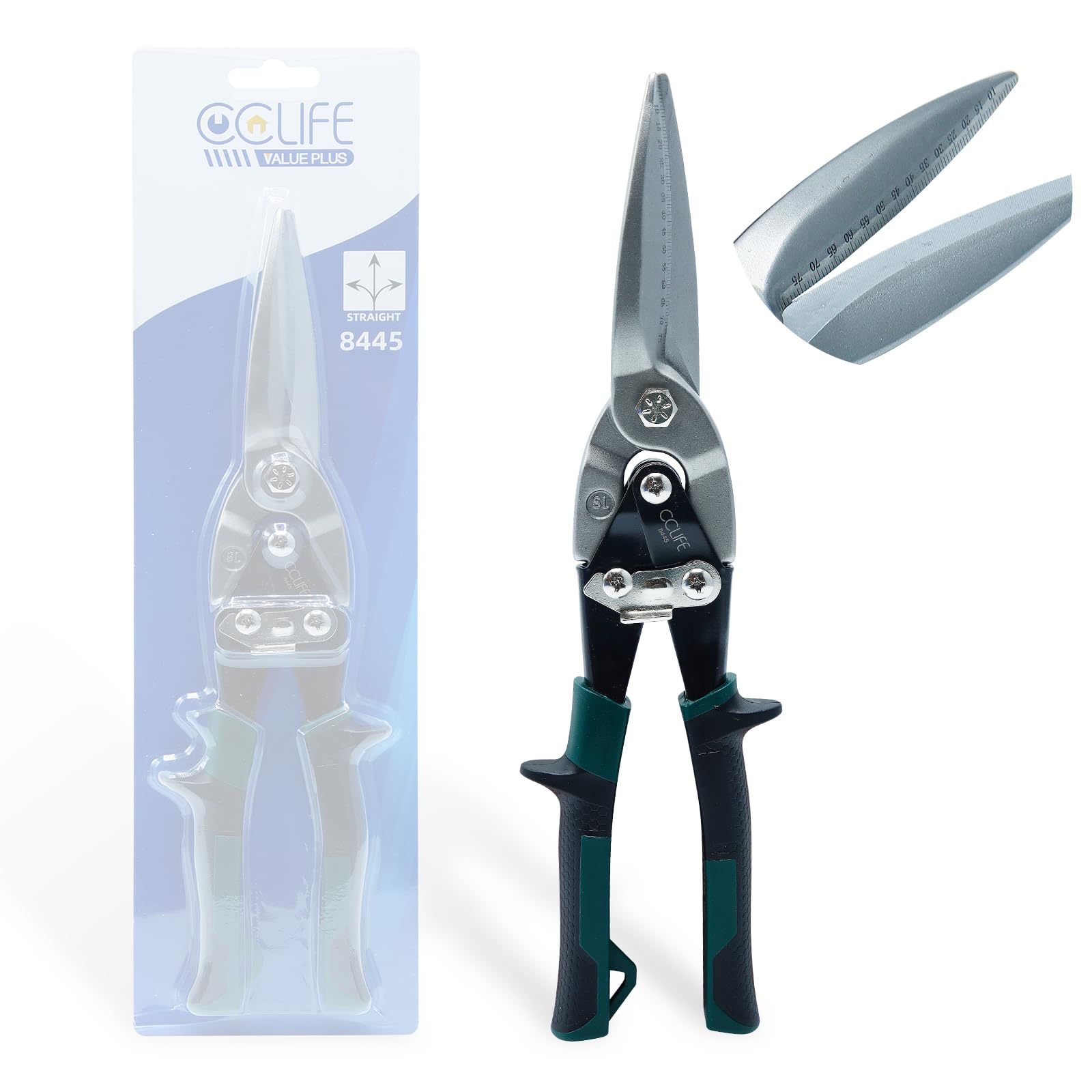 CCLIFE Cesoia per Lamiera CR-MO Aviation Snips Taglio Dritto Sinistro e Destro 80mm 2mm