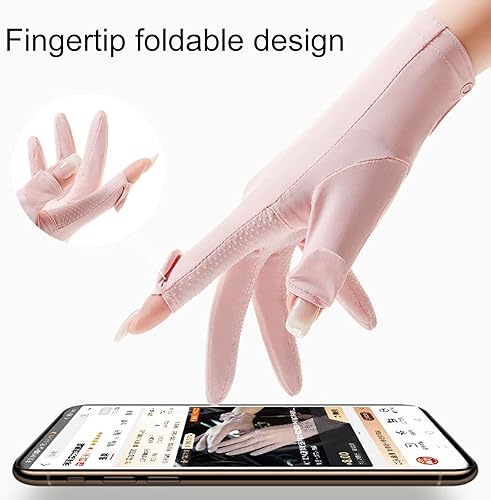 Miniatura 2 de 1 par de guantes de ciclismo antideslizantes de silicona con puños de botones, guantes finos de malla de seda de hielo para mujer, guantes de