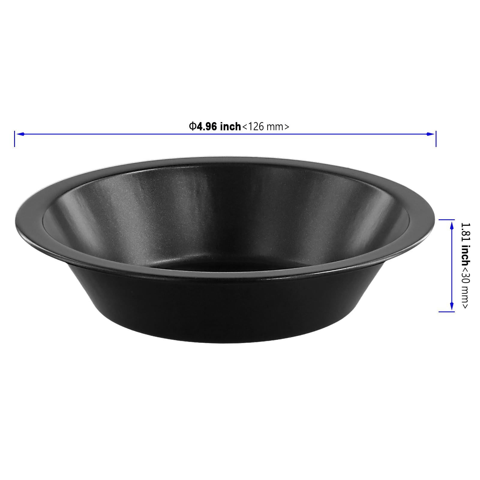 12 teglie rotonde individuali da 12,7 cm, in acciaio al carbonio nero, con rivestimento antiaderente, per cuocere torte di pane