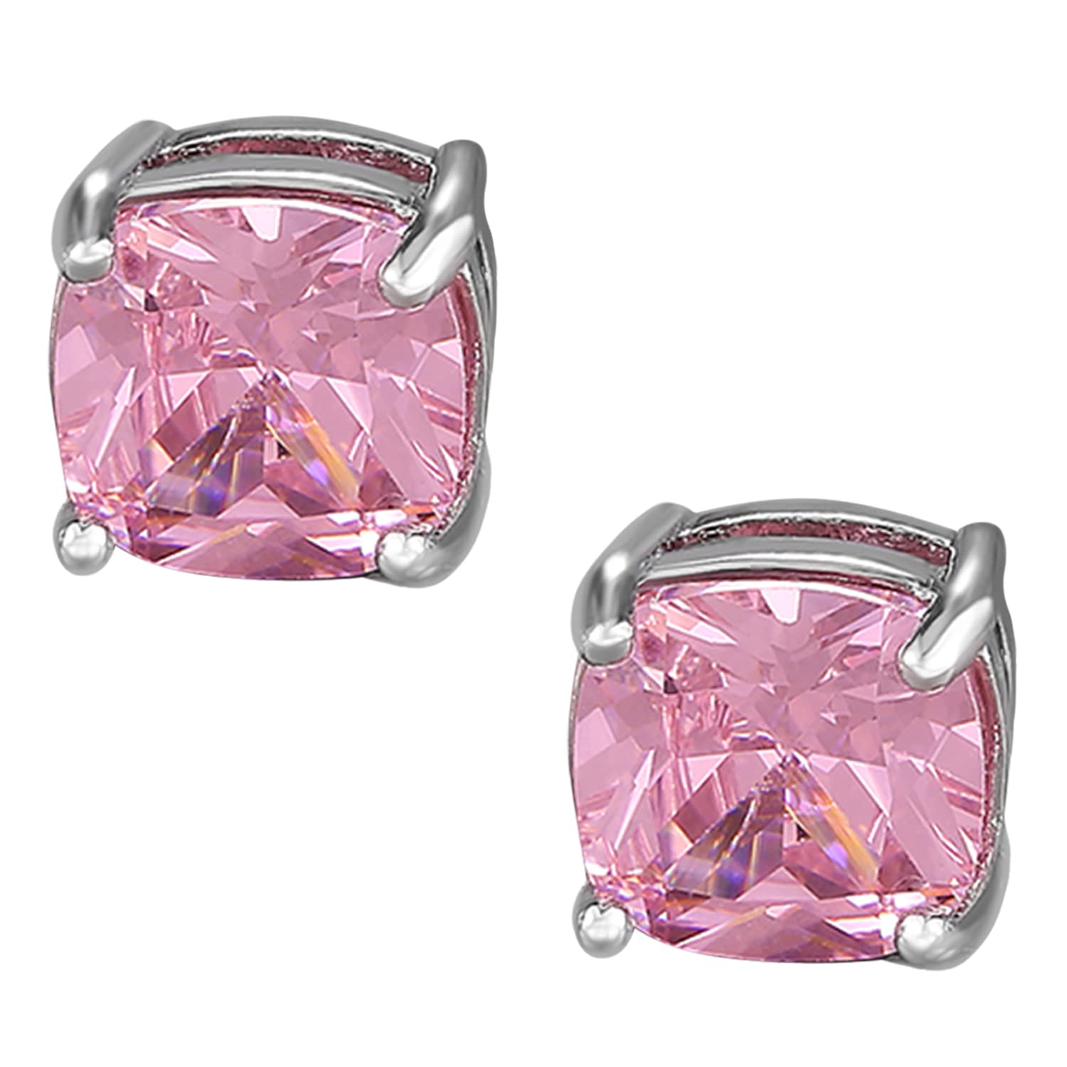 Peora American Diamond Studded Silver Plated Pink Stud Earrings Fashion Wear Stylish Jewellery Gift for Girls & Women (B0CHK32VJ7) Amazon Price History, Amazon Price Tracker
