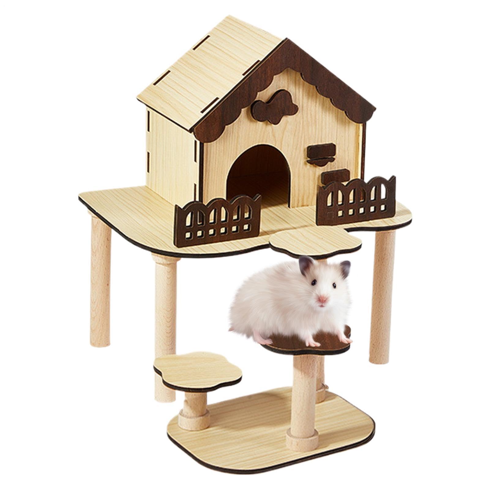 Casa per Tamia Castello per Gerbilli in Legno, Gabbia per Piccoli Animali | Esplorazione Per Alimentazione Criceti Nani Topi Piccoli Roditori Arricchimento Giocare in Casa