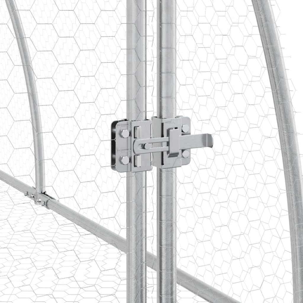 vidaXL Hasenstall, Freilaufgehege für Kleintiere, Outdoor Kaninchenkäfig Kaninchenstall Hasenkäfig, Kaninchen Freigehege, Silbern 105x300x120cm Verzinkter Stahl