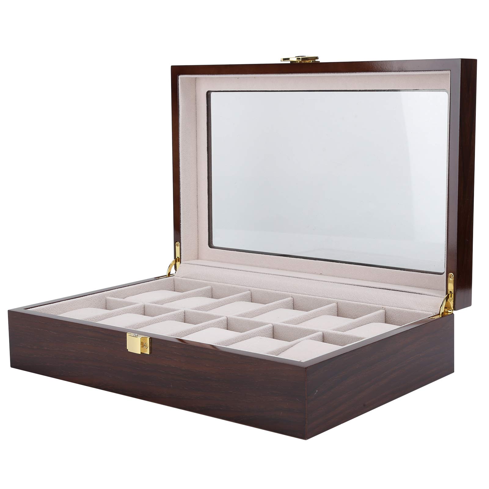 Boîte de rangement en bois pour montres, 12 compartiments