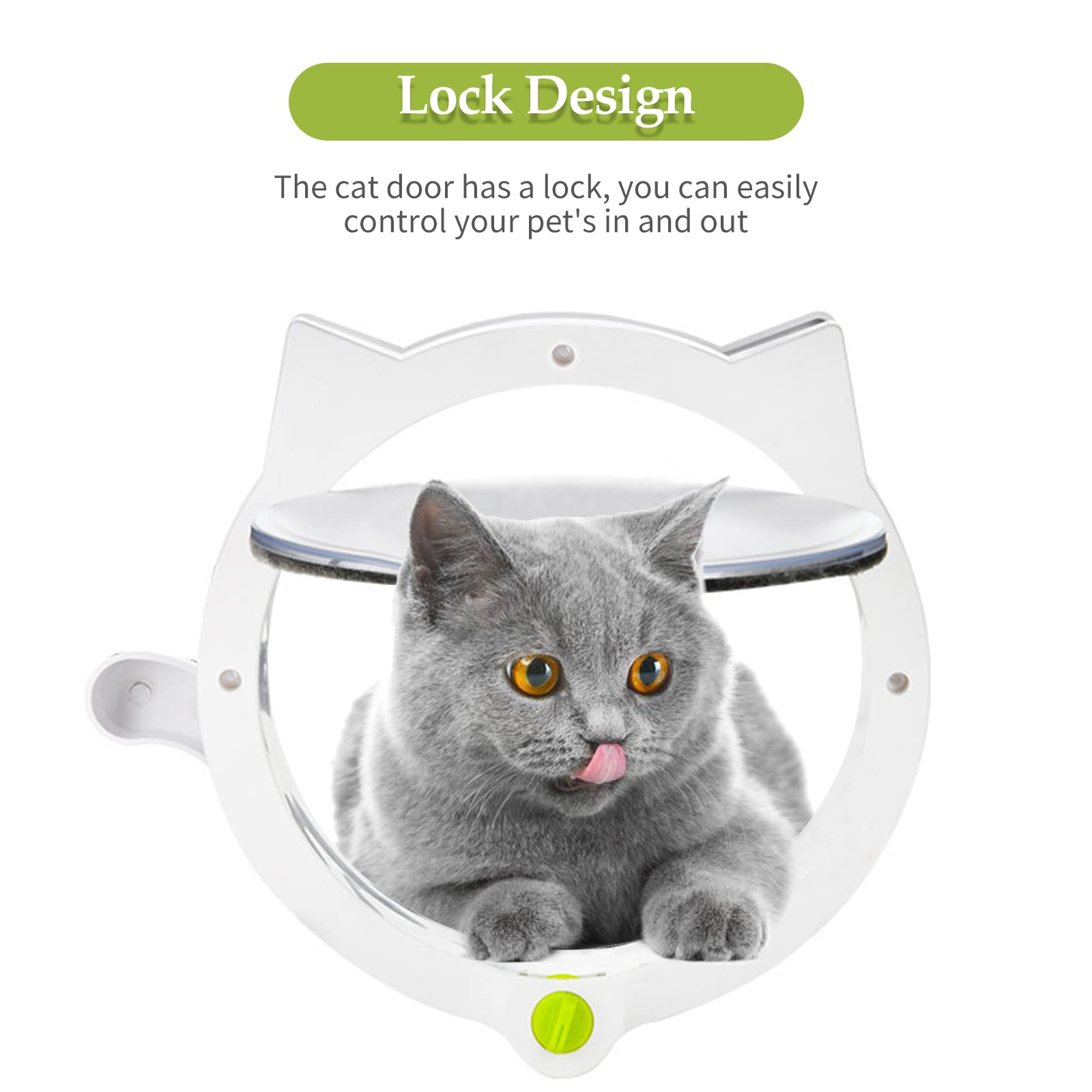 Porte pour chat verrouillable pour portes intérieures et extérieures, chatière intérieure pour animaux domestiques, porte pour chat, installation facile