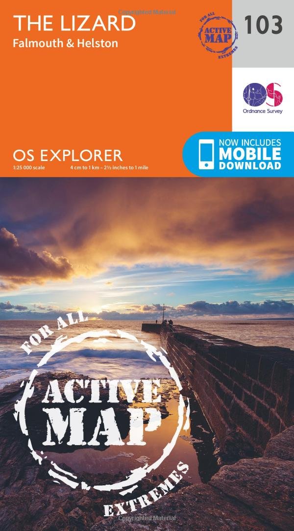 The Lizard Map | Weatherproof | Falmouth & Helston | Ordnance Survey | OS Explorer Active Map 103 | England | Walks | Hiking | Maps | Adventure