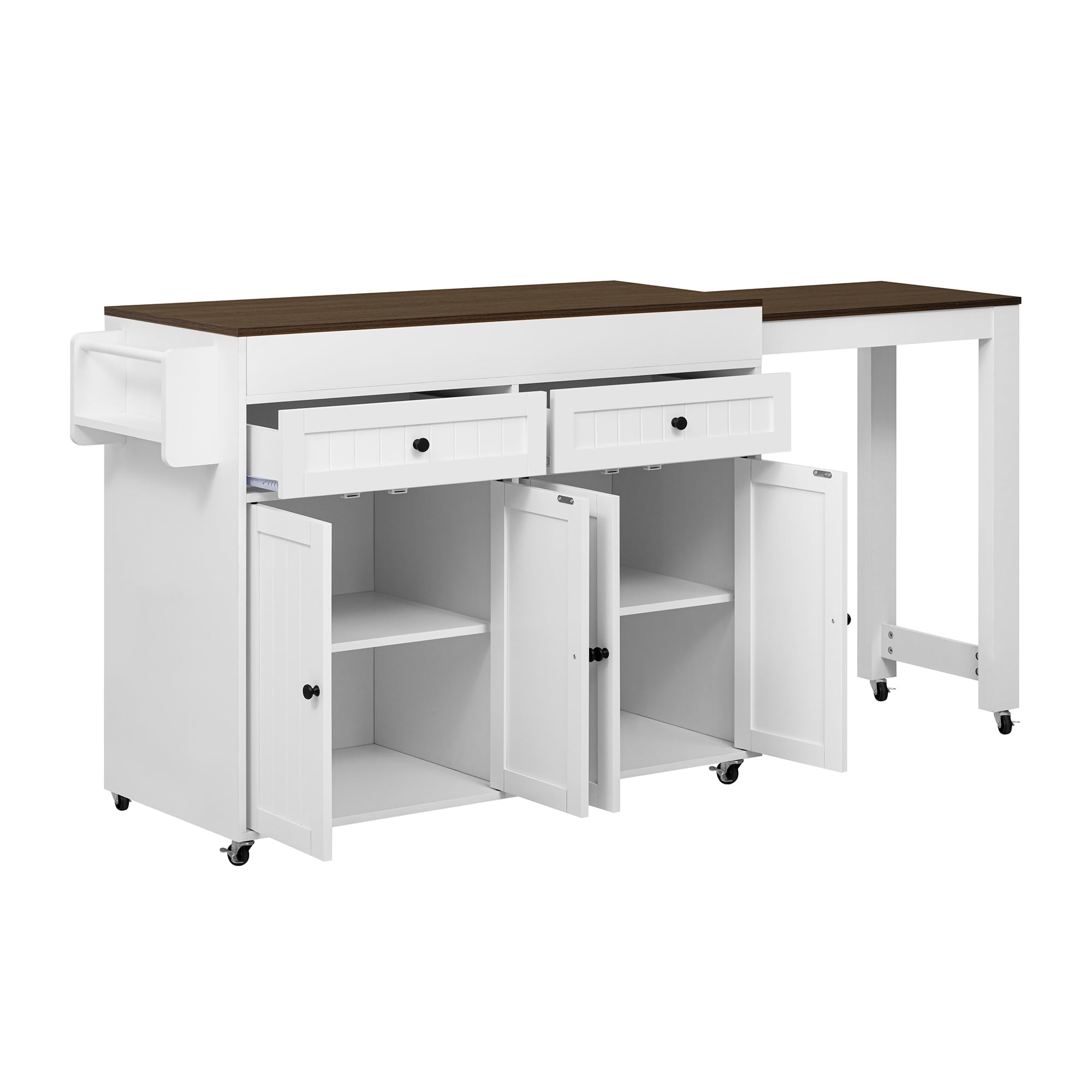 le Cucina e Isola da pranzo, Piano di lavoro allungabile con Ders, perfetto per cucina e sala da pranzo, noce h - Tial salvaspazio