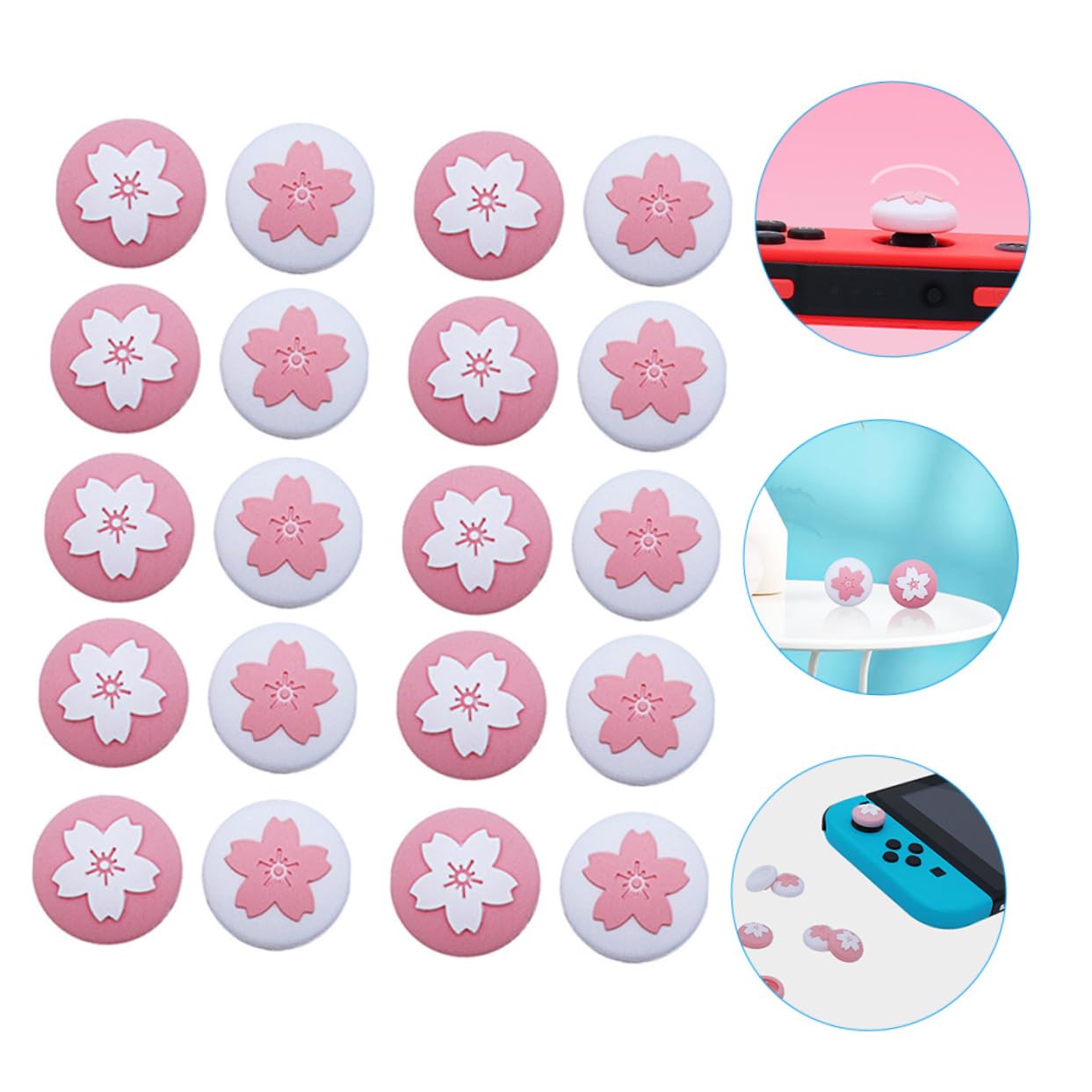 OUNONA 80piezas Cubiertas De Joystick Para Switch De Agarre Pulgar Diversos Estilos y Protección Antideslizante y Anti-rayaduras Para Consola Diseño De Flores Atractivo y Cómodo
