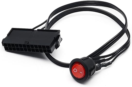 24 Pin ATX Power Jumper Cable,Red LED Power ON/Off Switch Jumper Bridge Cable 50cm