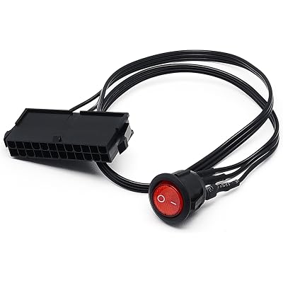 24 Pin ATX Power Jumper Cable,Red LED Power ON/Off Switch Jumper Bridge Cable 50cm