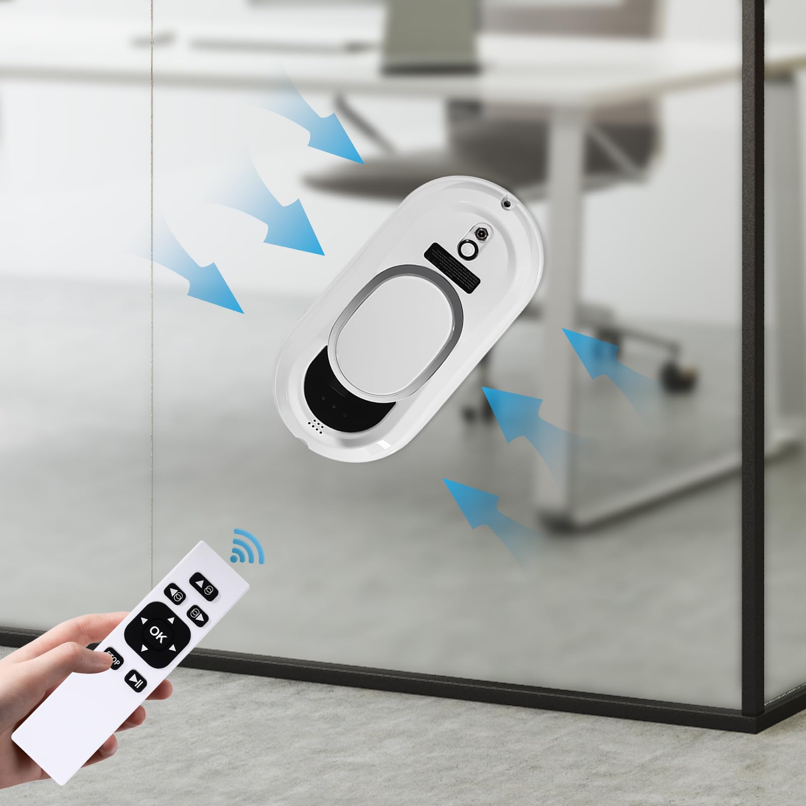 Robot do mycia szyb z pilotem, automatycznym robotem do mycia okien, inteligentna nawigacja, system bezpieczeństwa i 10 ścierek, do czyszczenia szyb okiennych domów, biur, sal klasowych itp