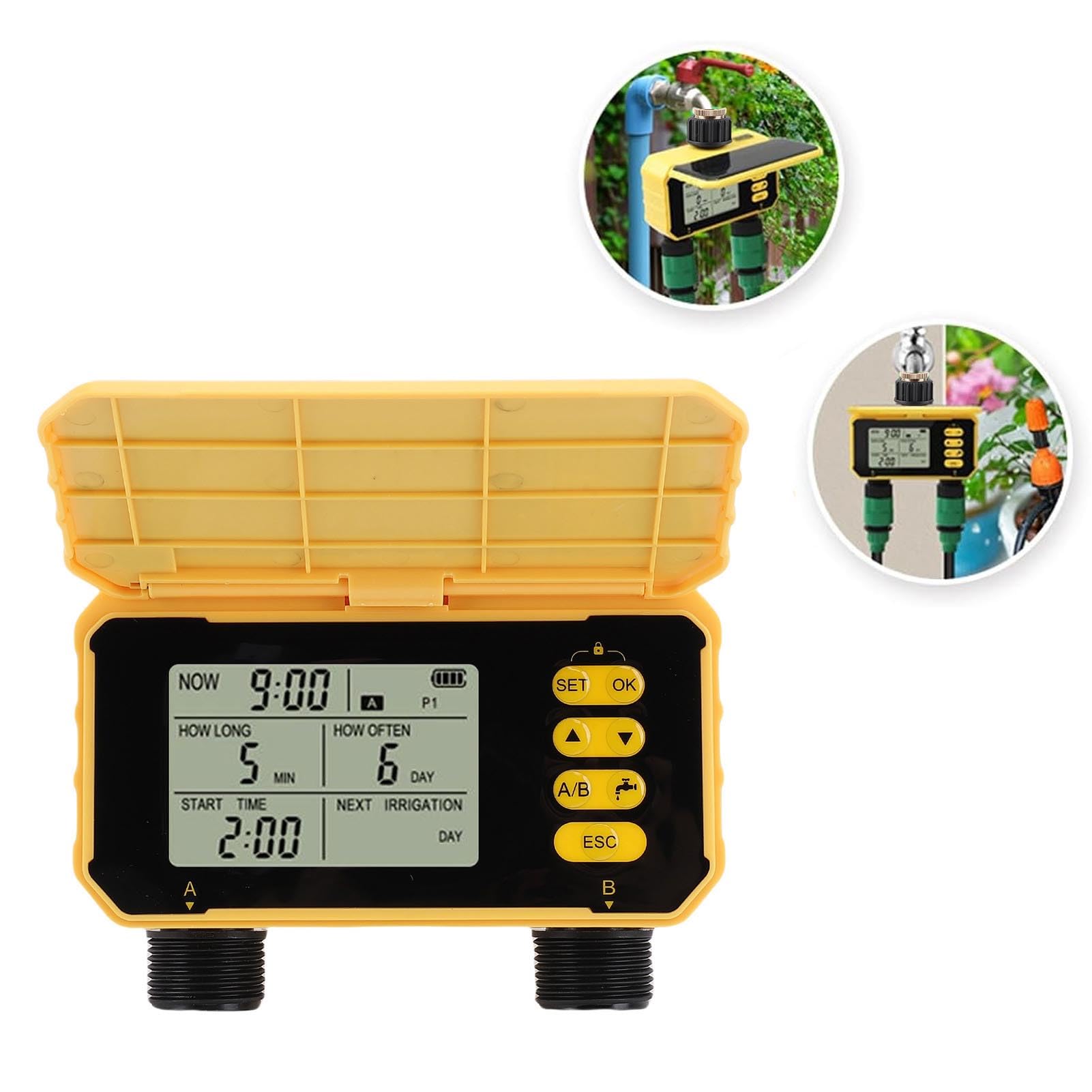 di Irrigazione con Sensore Pioggia Efficiente con Timer per Irrigatore Solare per Giardini di Ville Cavo ABS di Tipo C