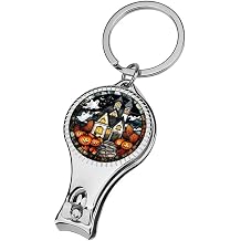 Stained Glass Spooky Haunted House Pumpkins Ghost Nail Clippers Toenail Clipper Cutters Professional Nail Trimmer Nail Cuticle Cutter for Women Men