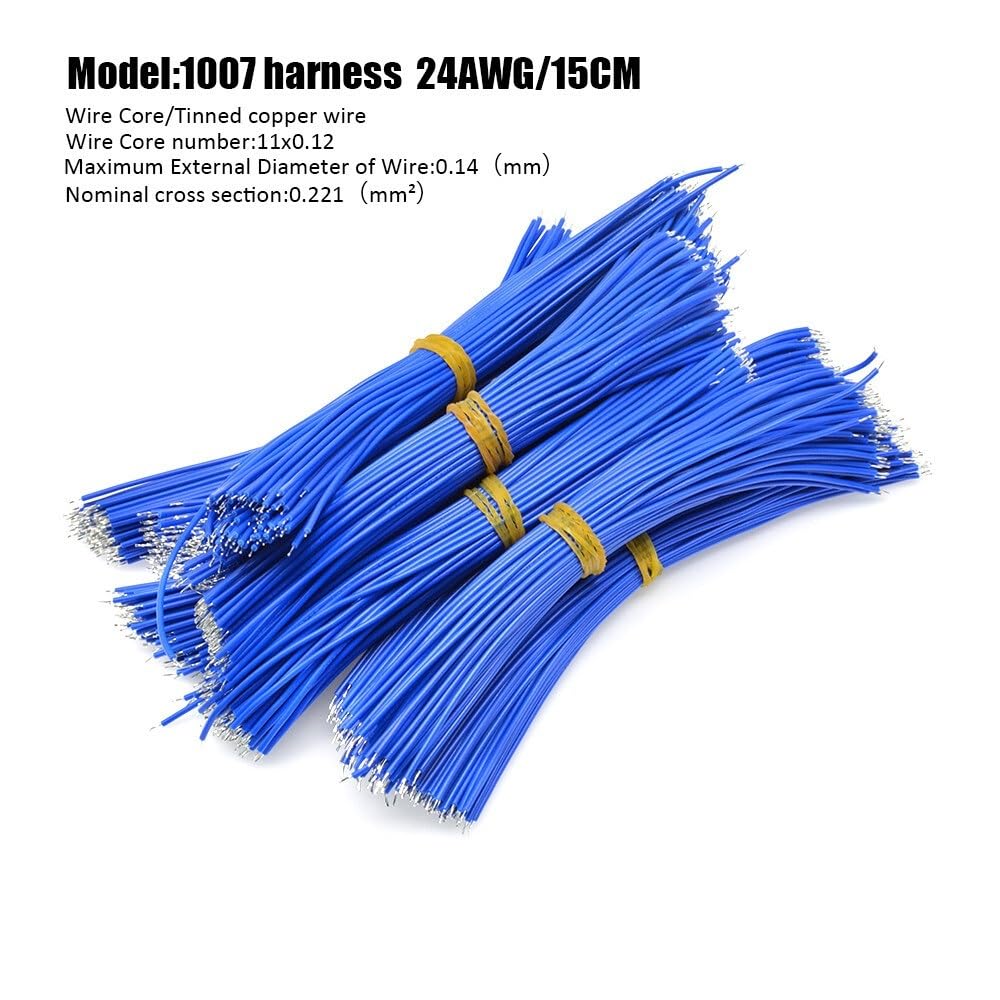 Outdoor Extension 100Pcs 1007 24AWG Fly Jumper Wire Tin Plated Breadboard Solder Cable 15cm Tin Conductor Connector Wires Solar sheathed(Blue)