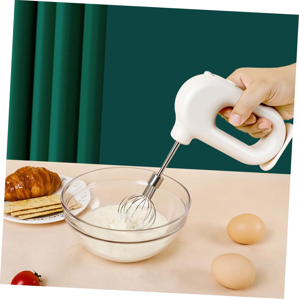 Sbattitore Elettrico Ricaricabile Bianco 1500ma per Cucina e Dolci