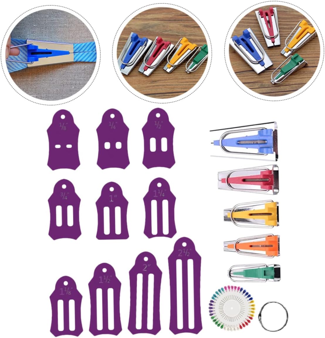 BEBEMOKO Sewing Tool Set Bias Tape Makers for Fabric Quilting Travel Sewing Kit Tape Measure