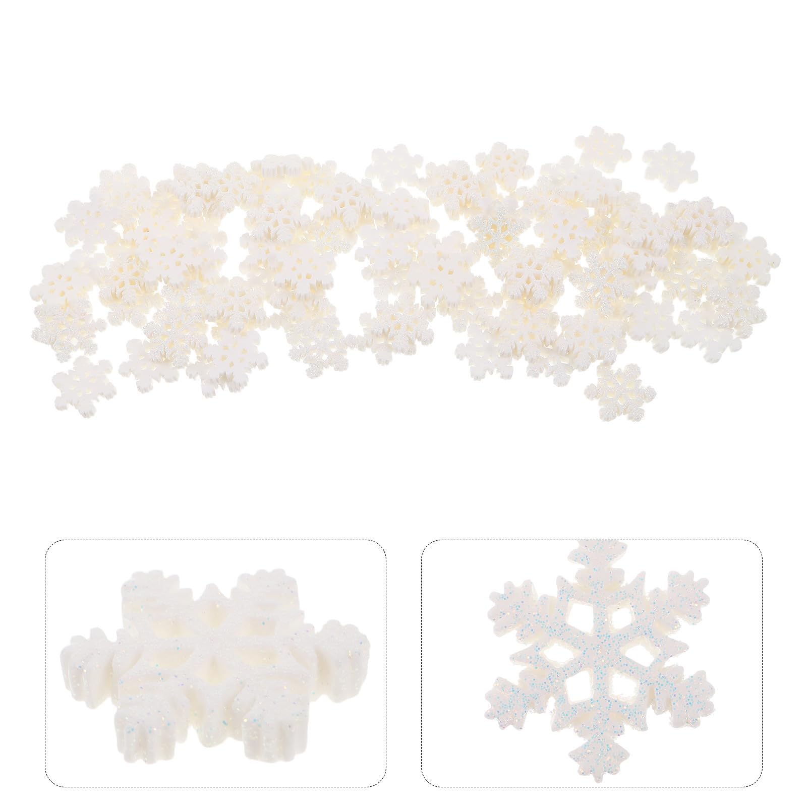 SHINEOFI 400 Stück Schneeflocken aus Kunstharz Weiße für Weihnachten und | Glitzernde Kleiner Ornamente, Leicht zu Platzieren, Kreative Bastelprojekte