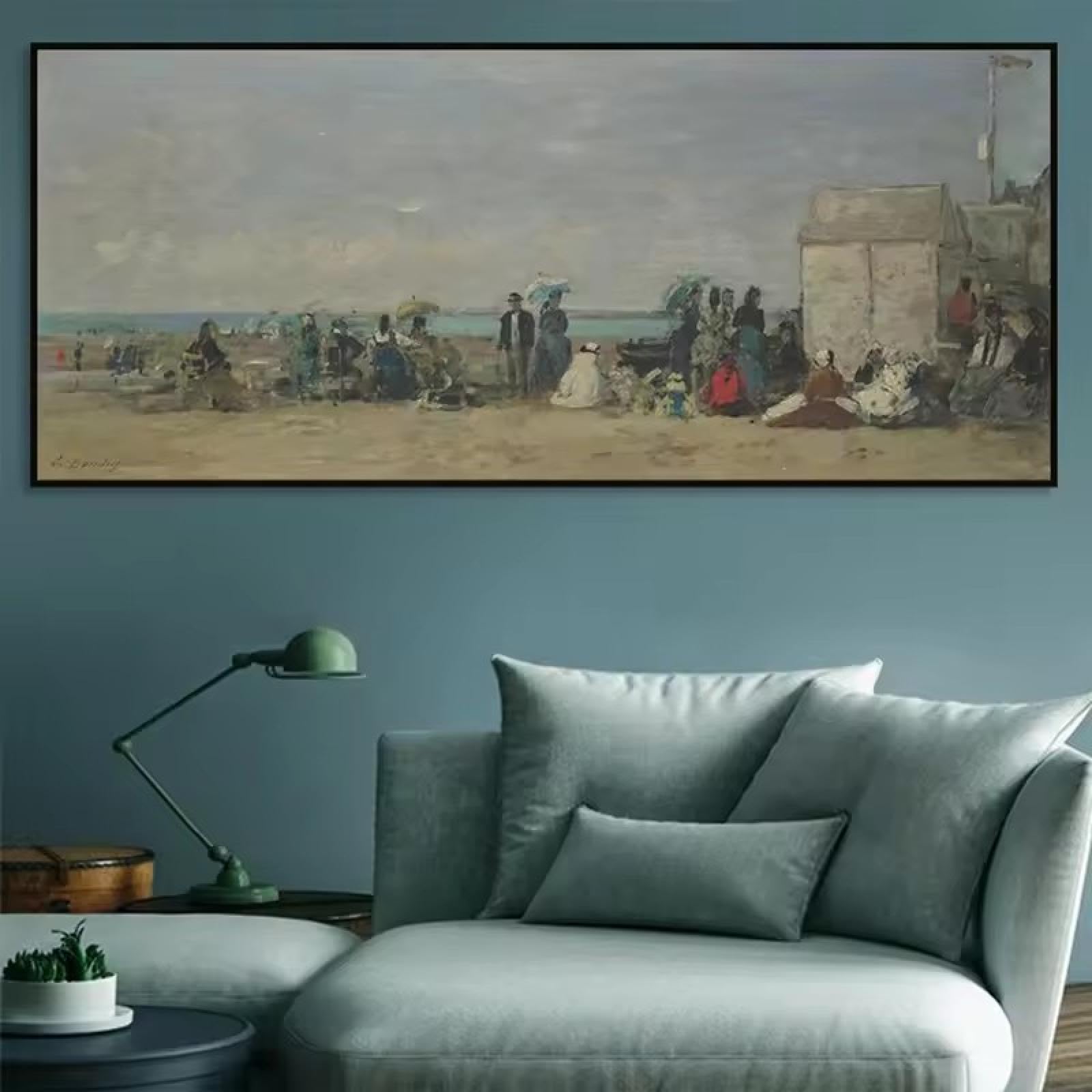 Art impressionniste tableau de plage de luxe encadré - 4