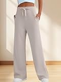 Women's High Waisted Wide Leg Sweatpants Drawstring Casual Loose Yoga Pants Workout Baggy Sweatpants with Pockets
