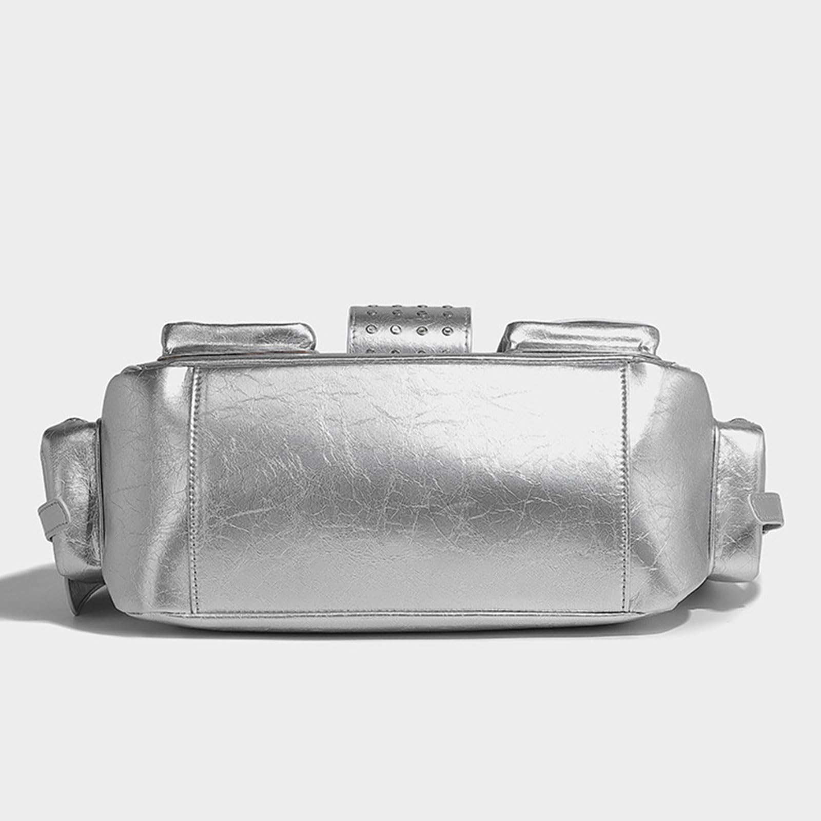 Bolso de hombro de piel sintética para motocicleta, con remaches punk, bolso cruzado con correa ajustable, bolso de mano de piel sintética