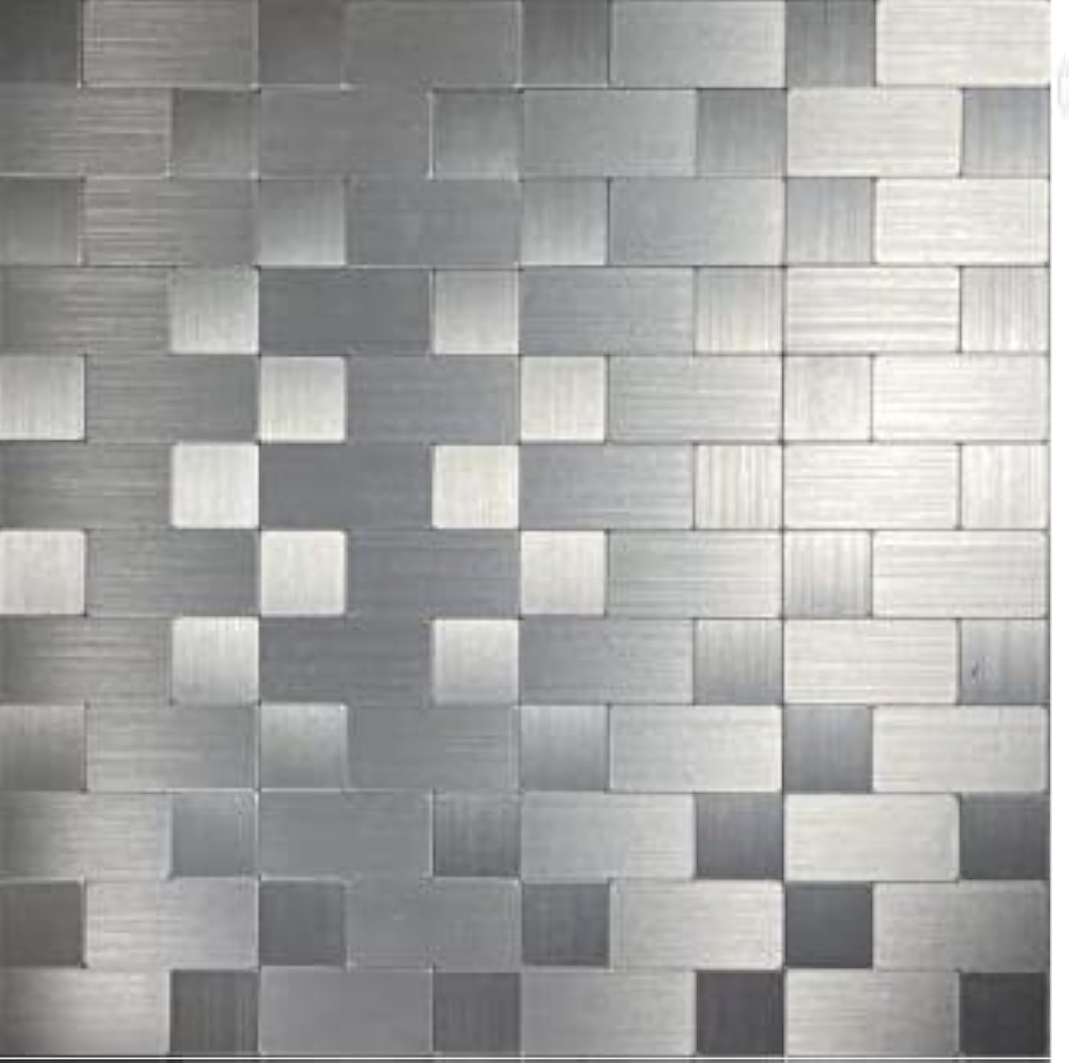 XUANINY 10-Piece Self Adhesive Stainless Steel Aluminum Mosaic Peel and Stick Backsplash Tiles for Kitchen Wall Bathroom